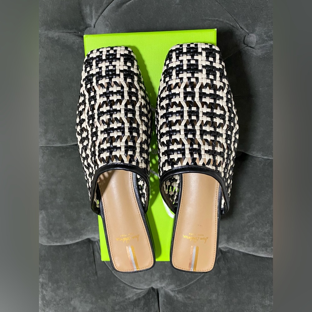 SAM EDELMAN Leona Black/Modern Ivory Mules Size 9 Medium (B, M) - Picture 6 of 12